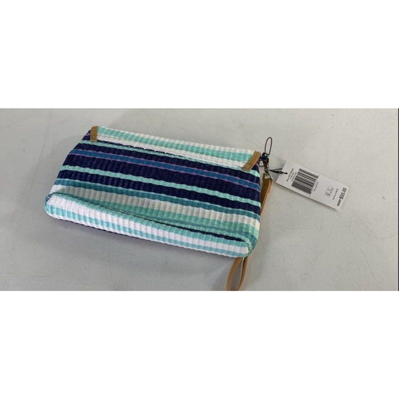 Vera Bradley Blue Teal Purple Striped Clutch Wristlet - Picture 9 of 10